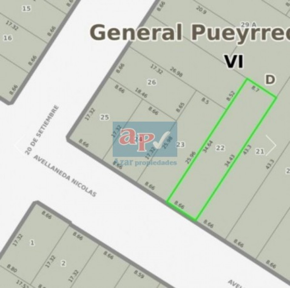 VENTA GALPON SOBRE LOTE DE 8,66 X 34 MTS. 